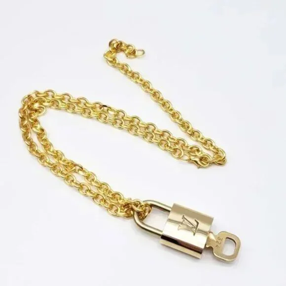 100% Authentic Louis Vuitton Lock & Key with Unbranded 18k Gold Plated Necklace